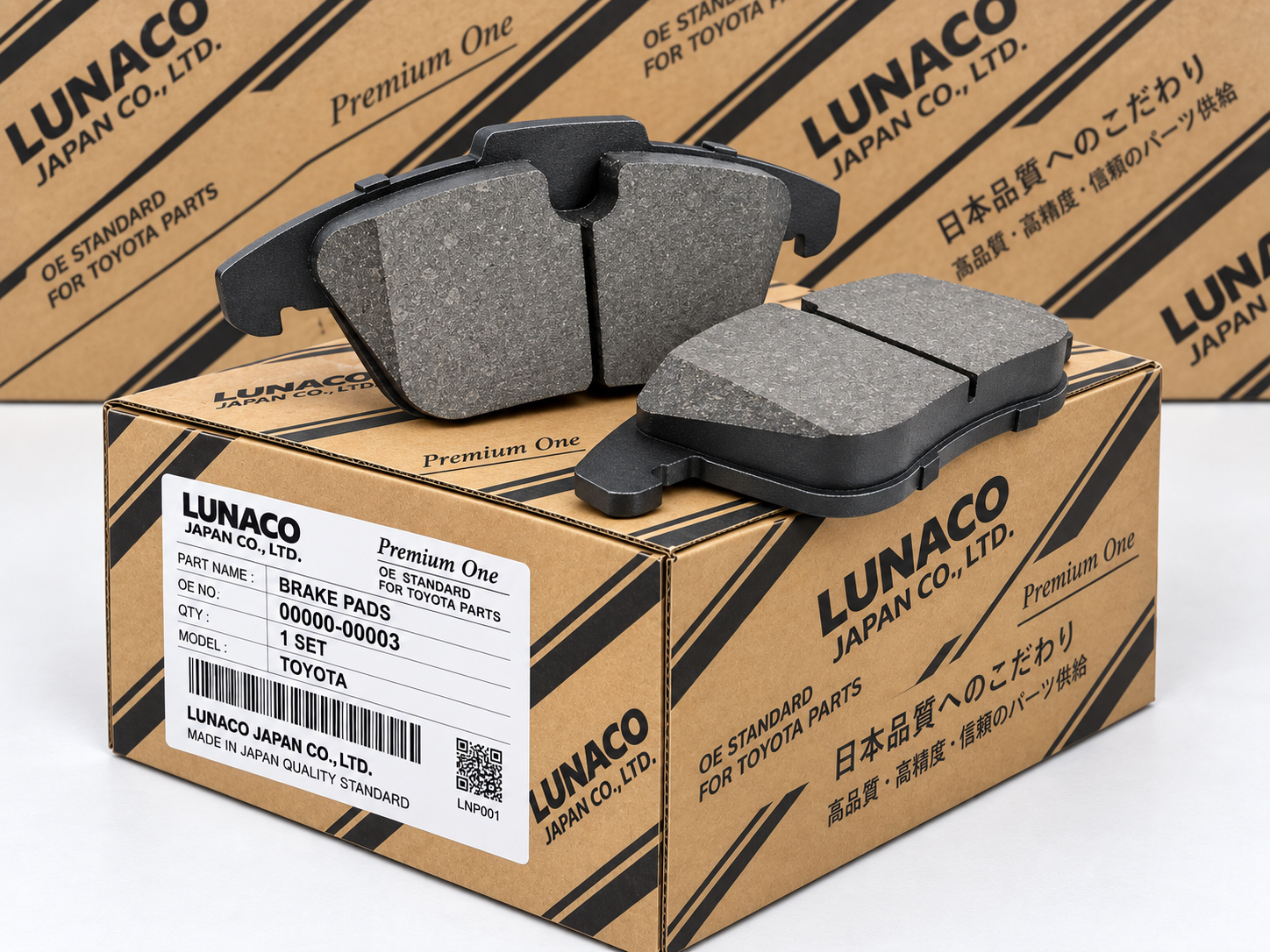 LUNACO Premium One brake pads packaging