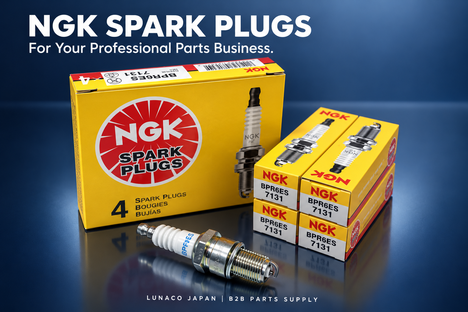 NGK BPR6ES 7131 spark plug with yellow packaging