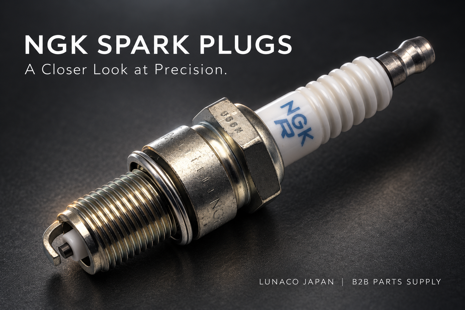 Close-up presentation of an NGK spark plug